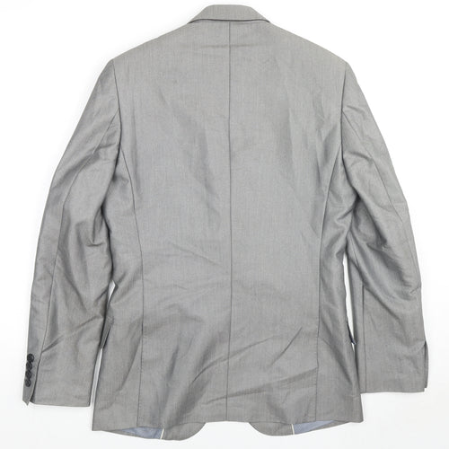 H&M Mens Grey Viscose Jacket Suit Jacket Size 36 Regular