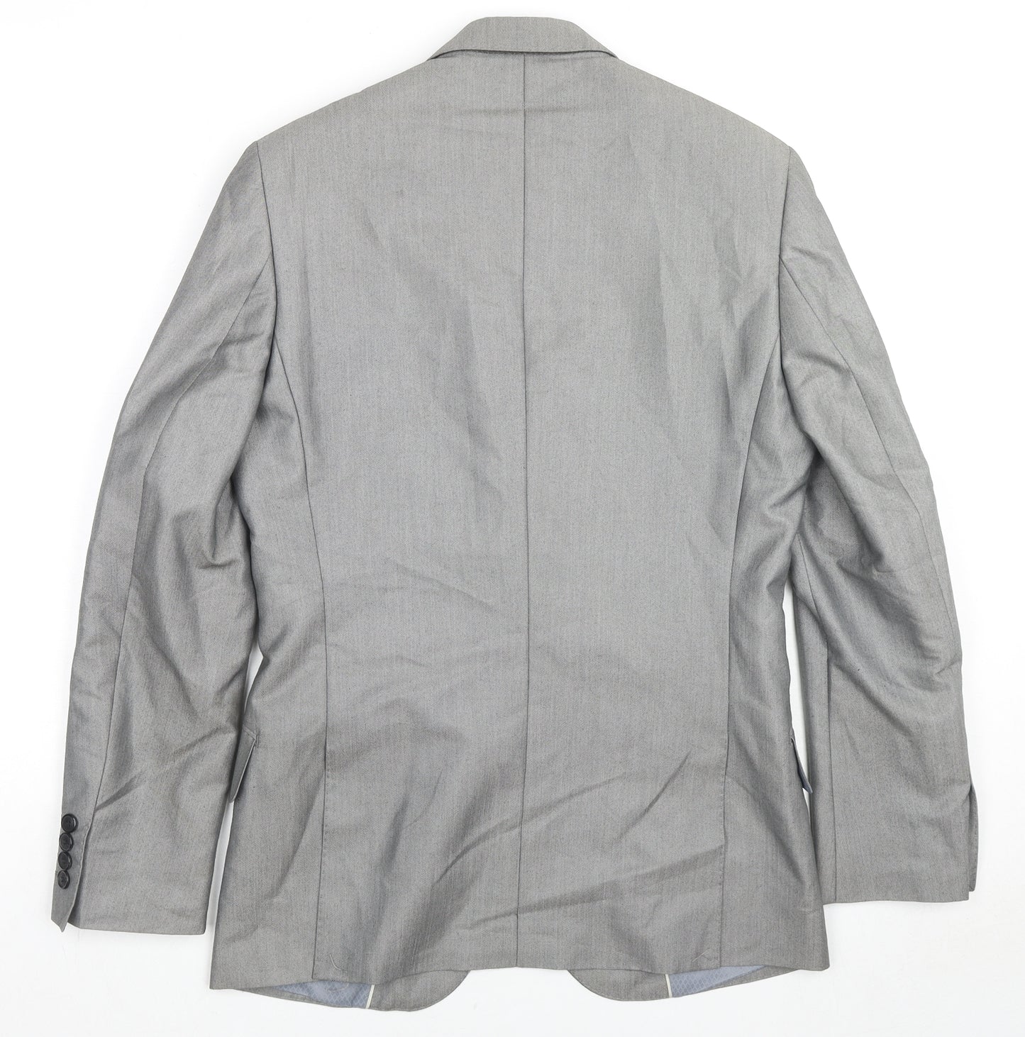 H&M Mens Grey Viscose Jacket Suit Jacket Size 36 Regular