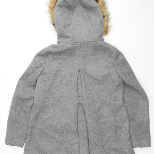 Zara Womens Grey Parka Coat Size M Button