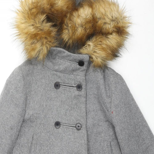 Zara Womens Grey Parka Coat Size M Button