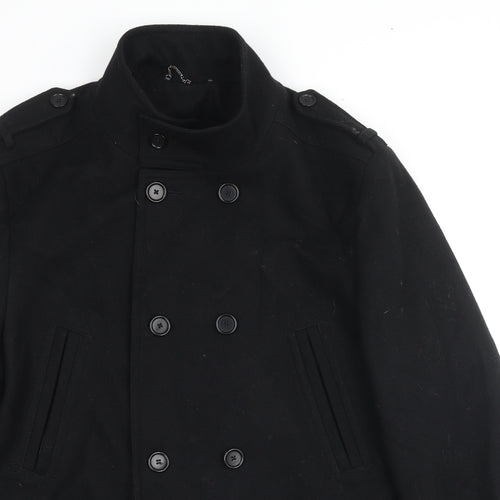 John Lewis Mens Black Pea Coat Coat Size XL Zip