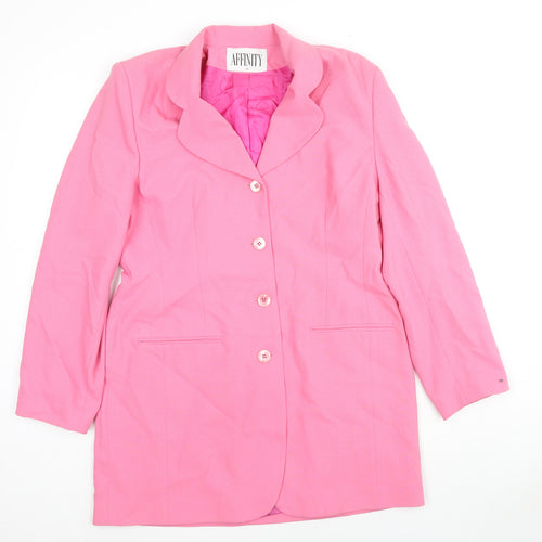 Affinity Womens Pink Jacket Blazer Size 14 Button