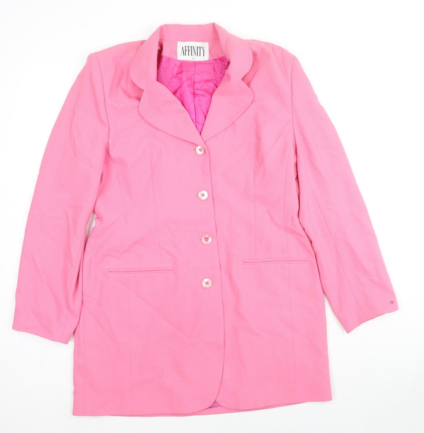 Affinity Womens Pink Jacket Blazer Size 14 Button