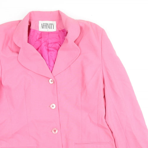 Affinity Womens Pink Jacket Blazer Size 14 Button