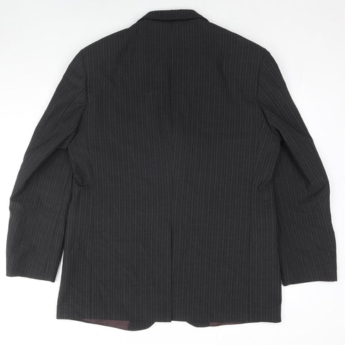 Marks and Spencer Mens Black Striped Polyester Jacket Suit Jacket Size 42 Regular