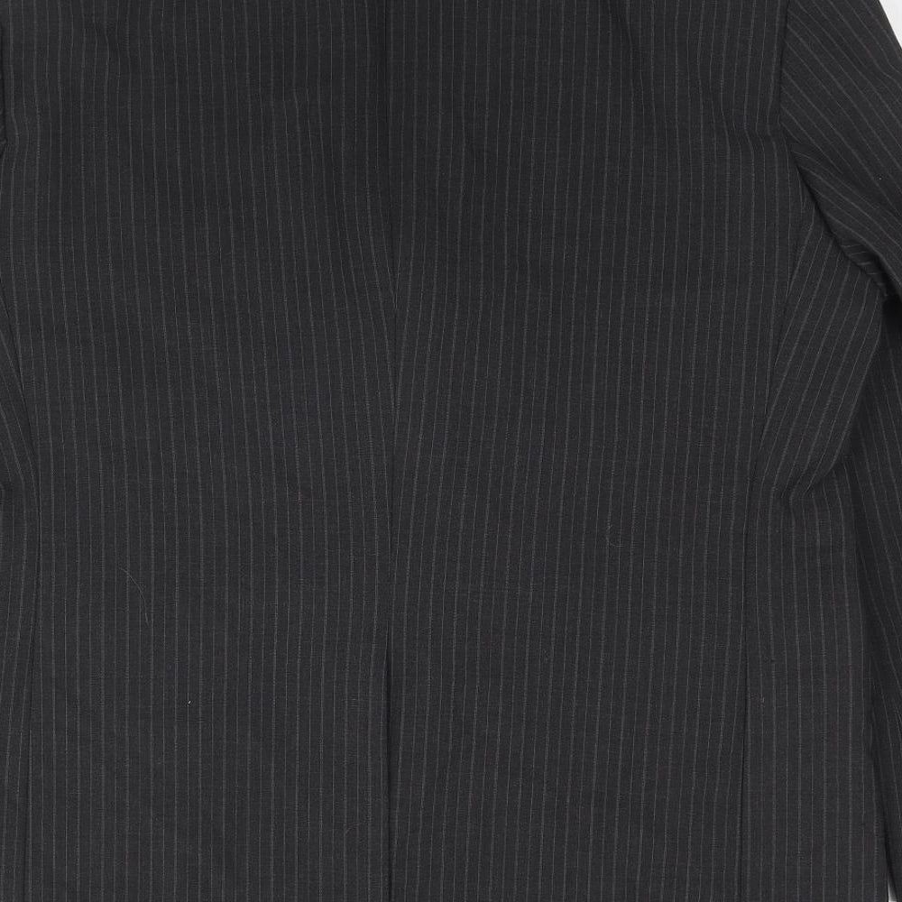 Marks and Spencer Mens Black Striped Polyester Jacket Suit Jacket Size 42 Regular