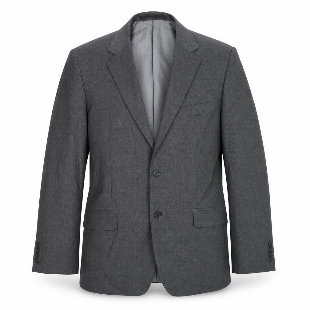 Front view of Marks & Spencer men’s grey polyester jacket suit jacket, size 40, regular