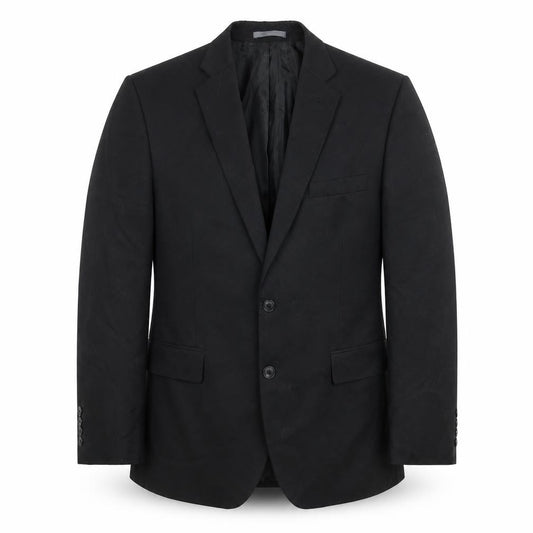 Front view of Marks & Spencer men’s black polyester jacket suit jacket, size 42, regular