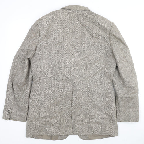 St Michael Mens Beige Herringbone Wool Jacket Suit Jacket Size 40 Regular