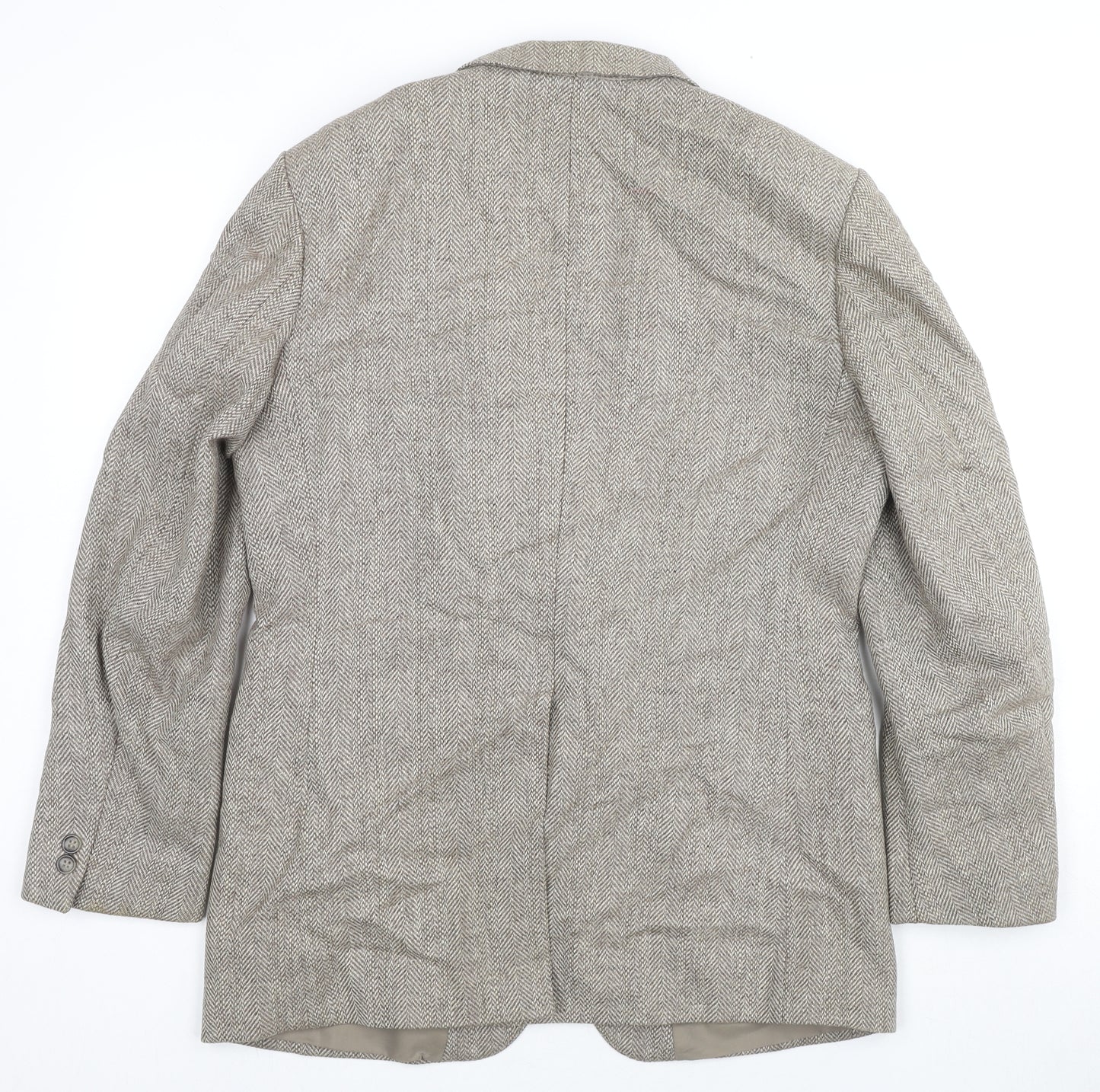 St Michael Mens Beige Herringbone Wool Jacket Suit Jacket Size 40 Regular