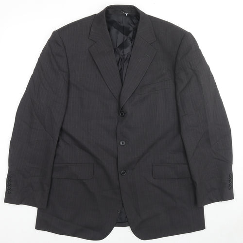 Burton Mens Grey Striped Wool Jacket Suit Jacket Size 40 Regular