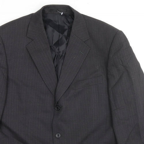 Burton Mens Grey Striped Wool Jacket Suit Jacket Size 40 Regular