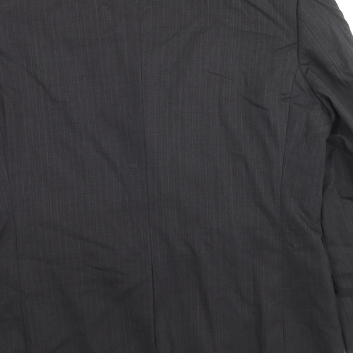 Burton Mens Grey Striped Wool Jacket Suit Jacket Size 40 Regular
