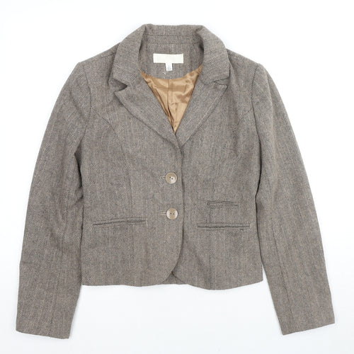 Ronit Zilkha Womens Beige Geometric Jacket Blazer Size 10 Button