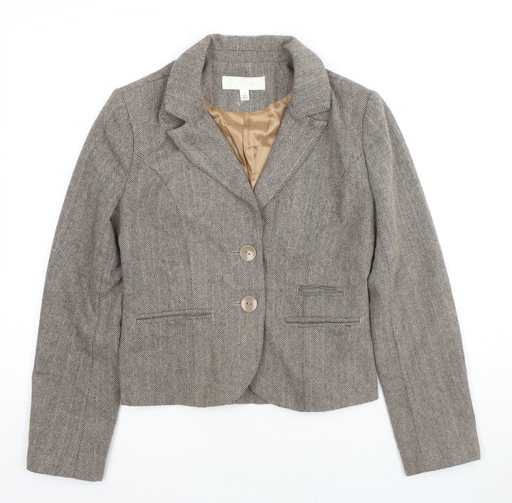Ronit Zilkha Womens Beige Geometric Jacket Blazer Size 10 Button