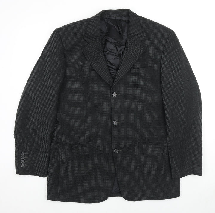 Douglas Mens Black Polyester Jacket Suit Jacket Size 40 Regular