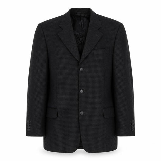 Front view of Douglas men’s black polyester jacket suit jacket, size 40, regular