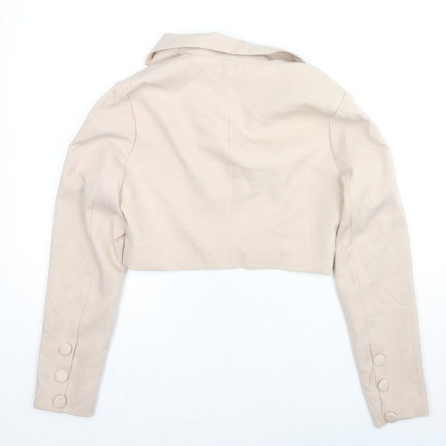 PRETTYLITTLETHING Womens Beige Jacket Blazer Size 8 Button
