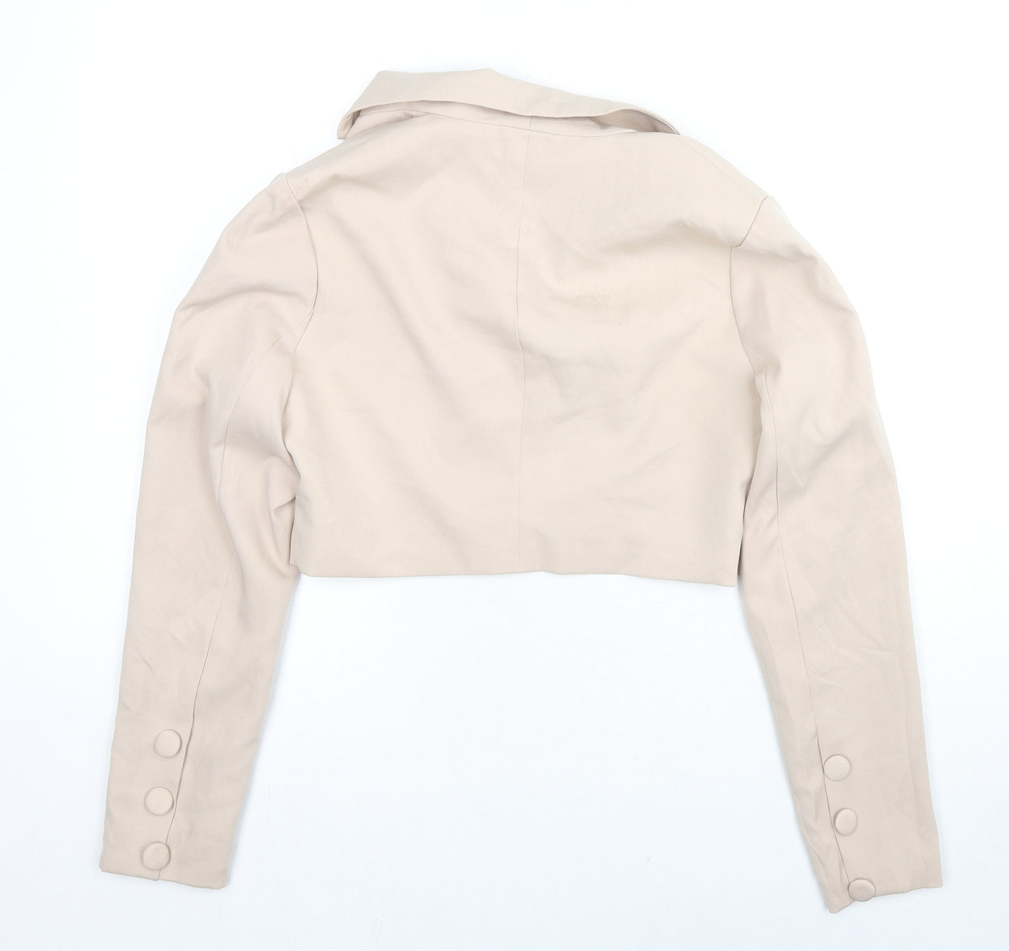 PRETTYLITTLETHING Womens Beige Jacket Blazer Size 8 Button