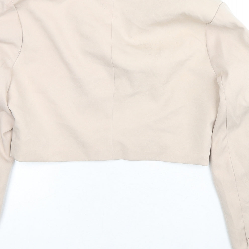 PRETTYLITTLETHING Womens Beige Jacket Blazer Size 8 Button