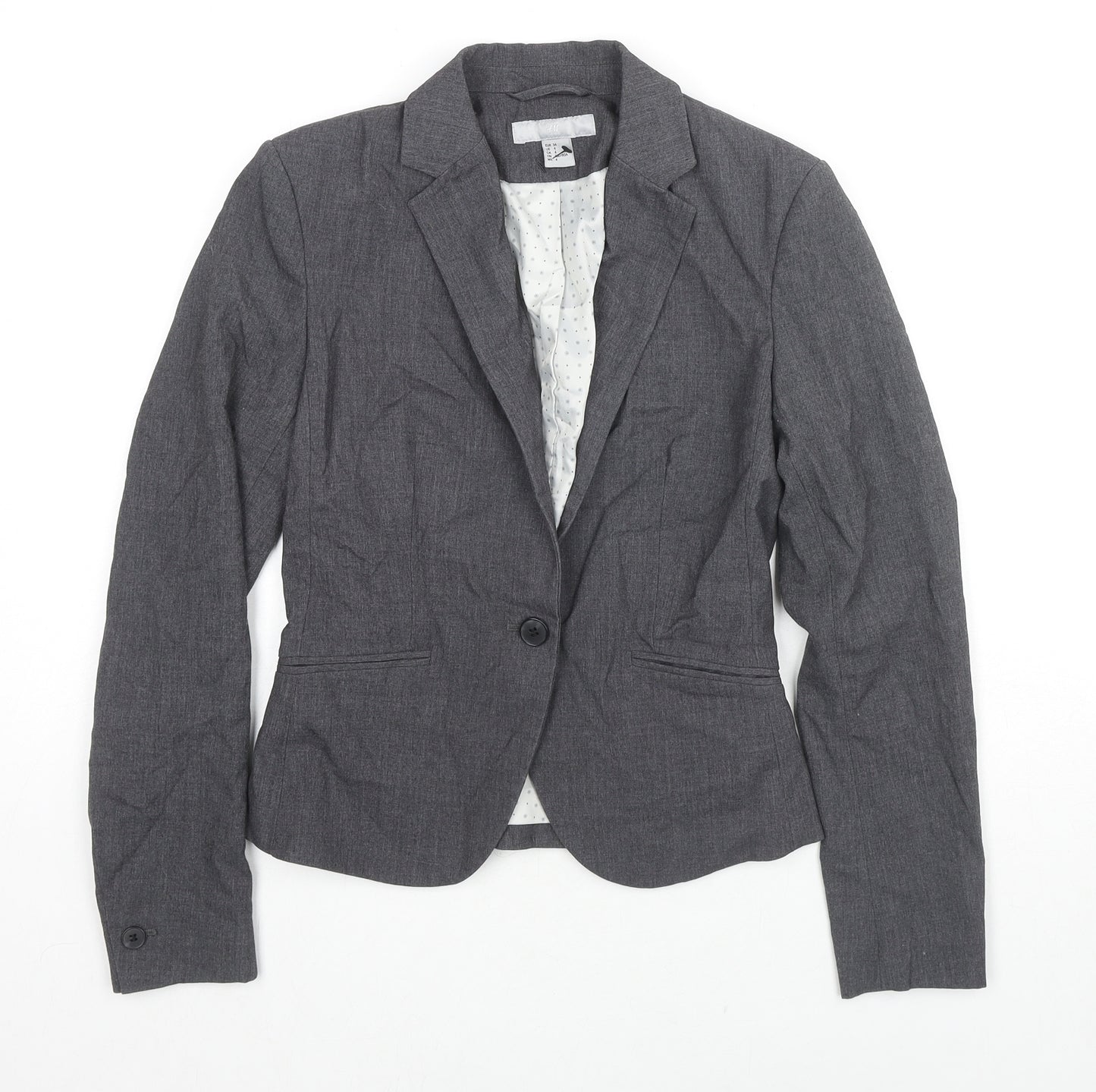 H&M Womens Grey Polyester Jacket Sport Coat Size 6