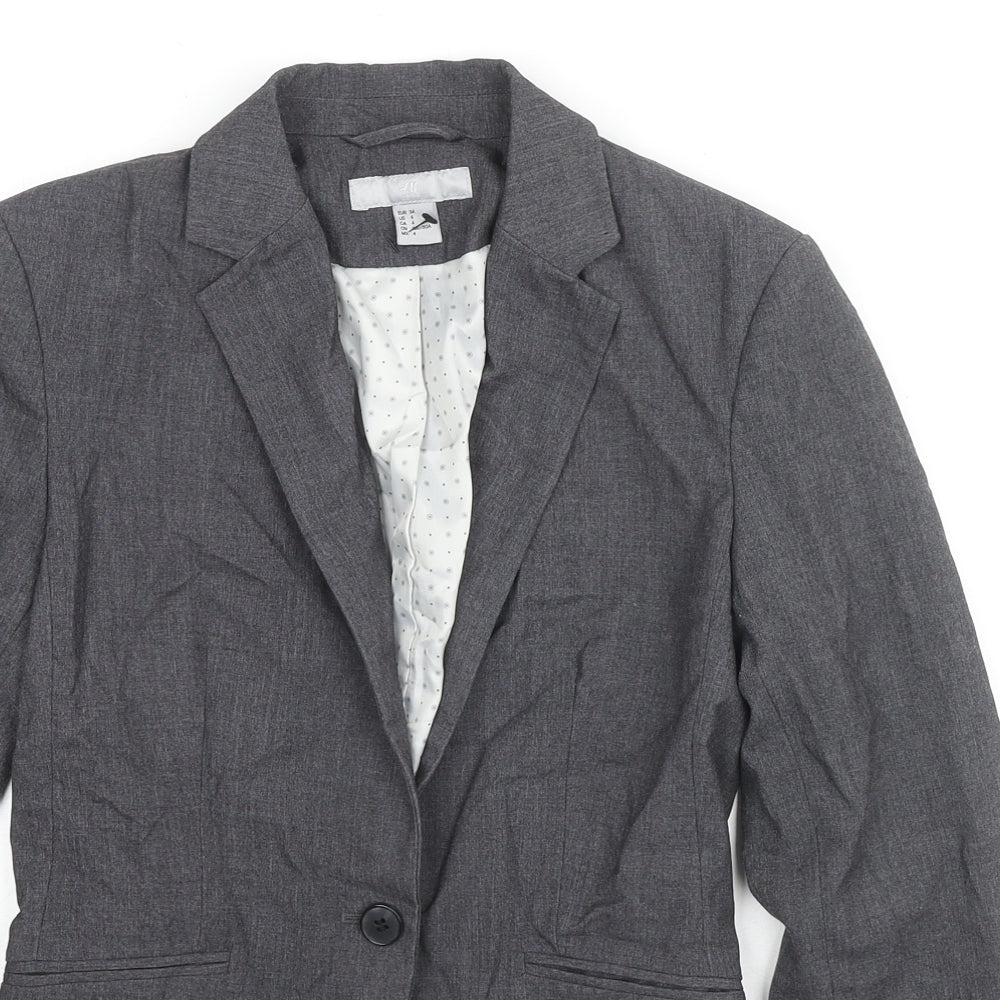 H&M Womens Grey Polyester Jacket Sport Coat Size 6