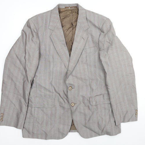 Trevira Mens Grey Striped Polyester Jacket Suit Jacket Size 42 Regular