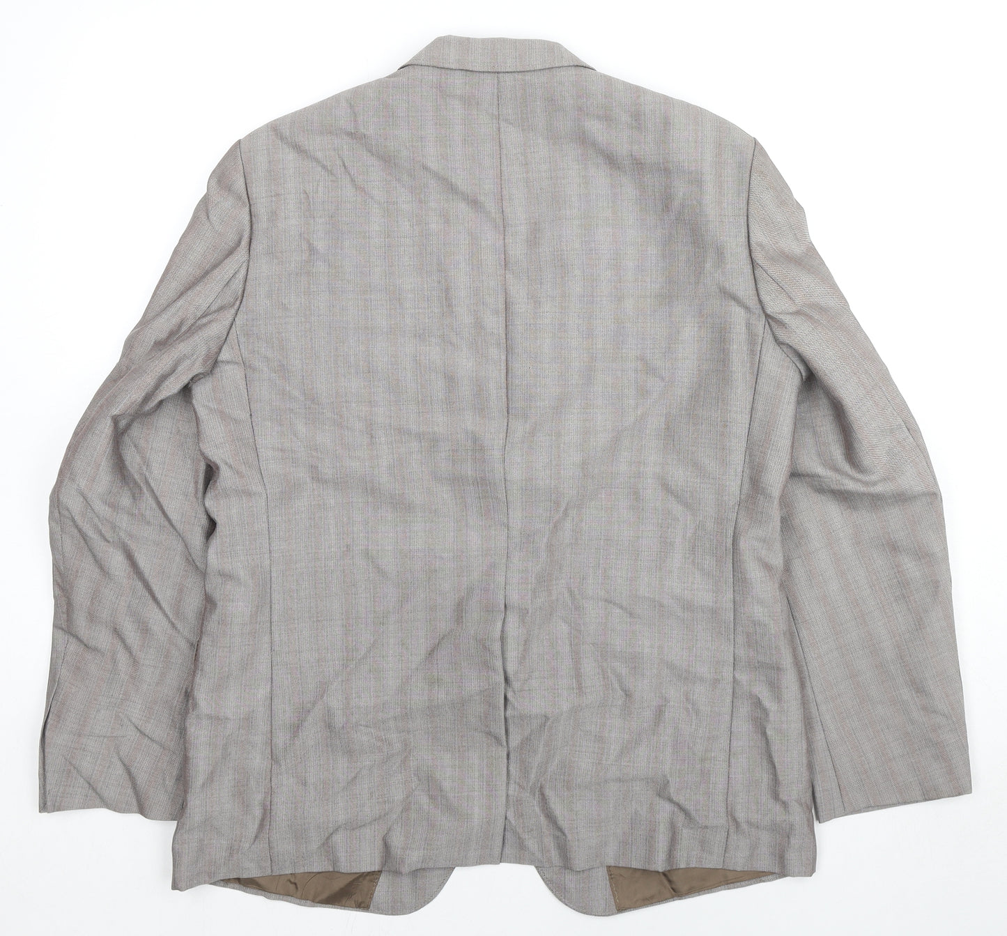 Trevira Mens Grey Striped Polyester Jacket Suit Jacket Size 42 Regular