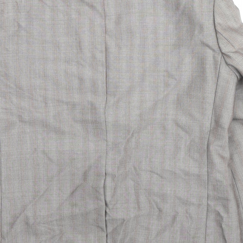 Trevira Mens Grey Striped Polyester Jacket Suit Jacket Size 42 Regular