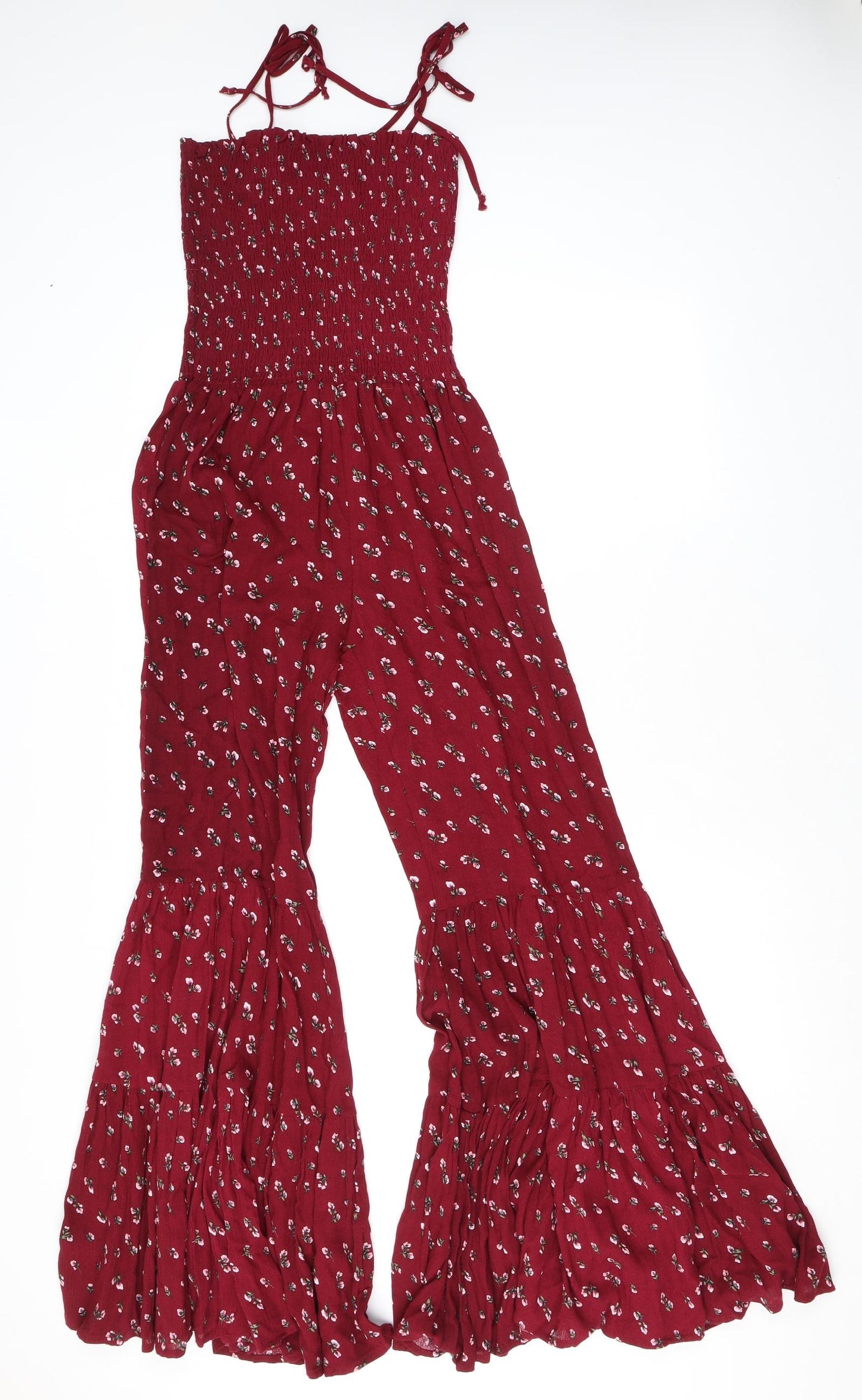 Storia Womens Red Floral Polyester Jumpsuit One-Piece Size M L29 in Pullover