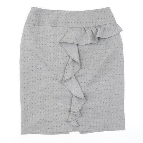 Miss Selfridge Womens Grey Geometric Polyester A-Line Skirt Size 8 Zip