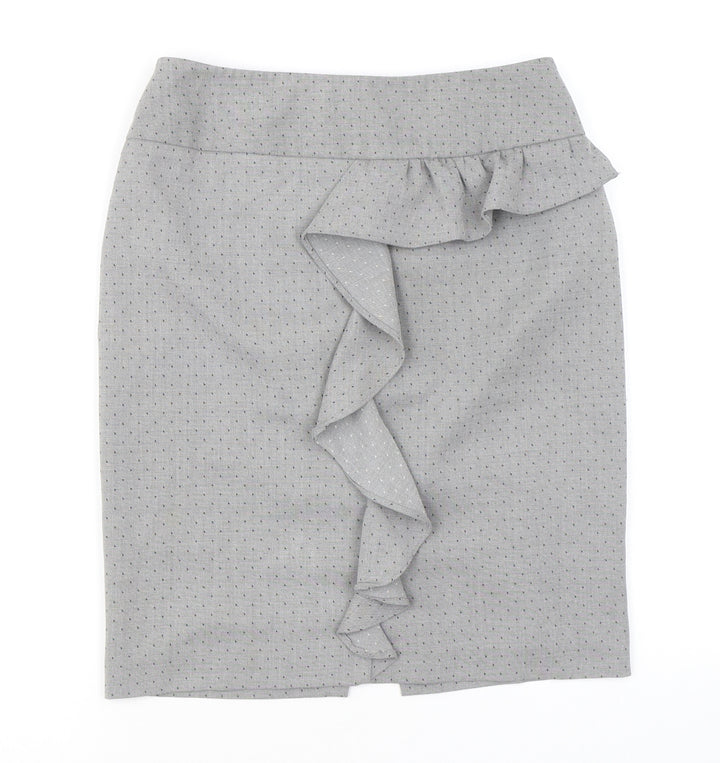 Miss Selfridge Womens Grey Geometric Polyester A-Line Skirt Size 8 Zip