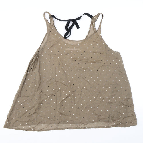 Part Two Womens Brown Polka Dot Polyester Camisole Tank Size 14 Scoop Neck
