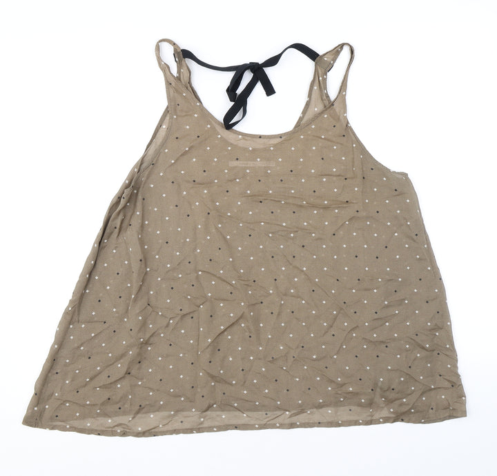 Part Two Womens Brown Polka Dot Polyester Camisole Tank Size 14 Scoop Neck