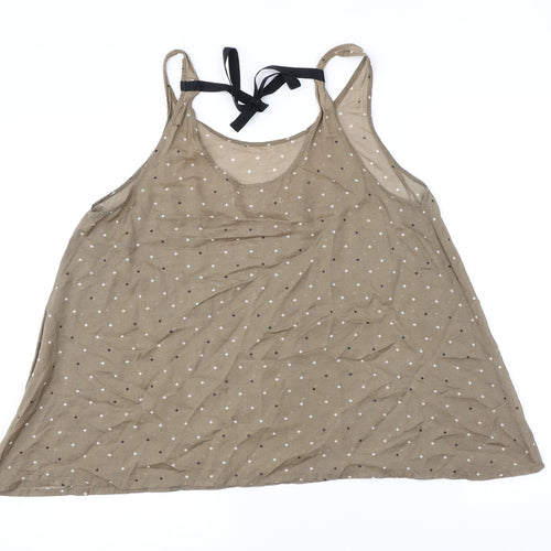 Part Two Womens Brown Polka Dot Polyester Camisole Tank Size 14 Scoop Neck