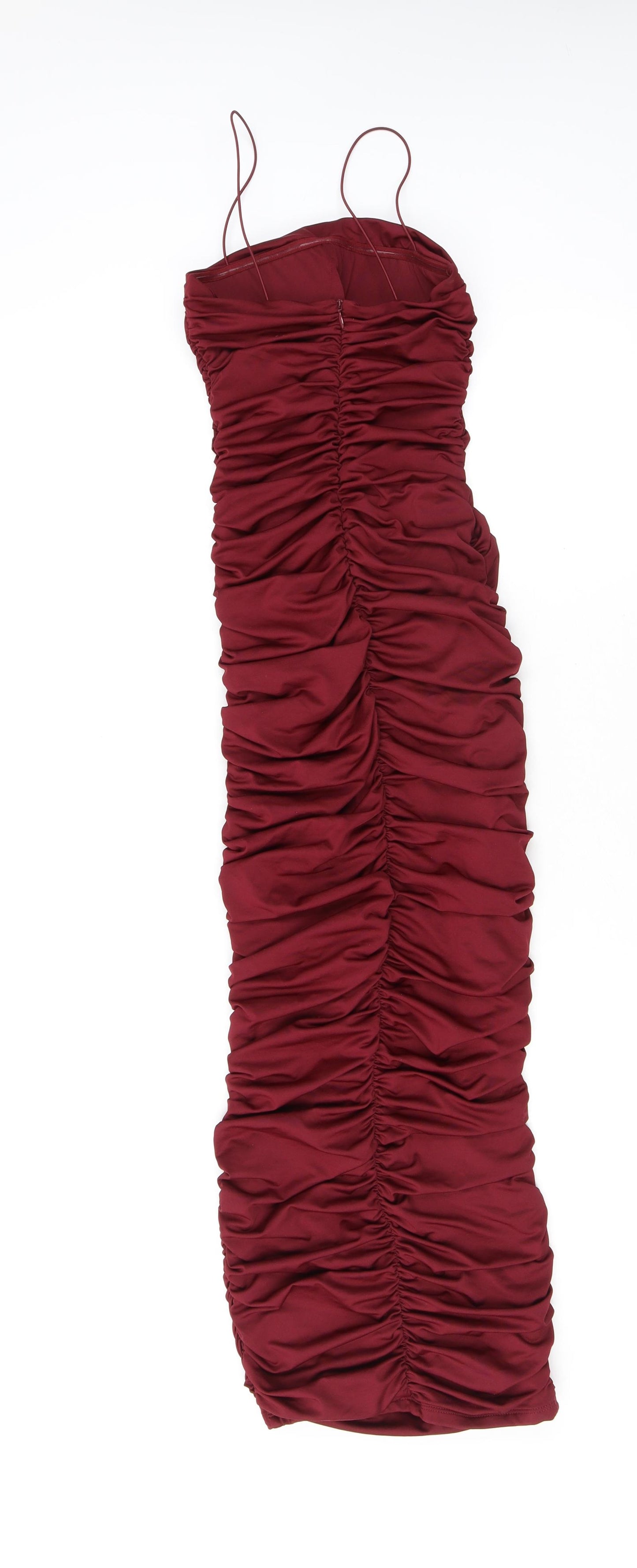 Oh Polly Womens Red Polyester Bodycon Size 6 Square Neck Zip