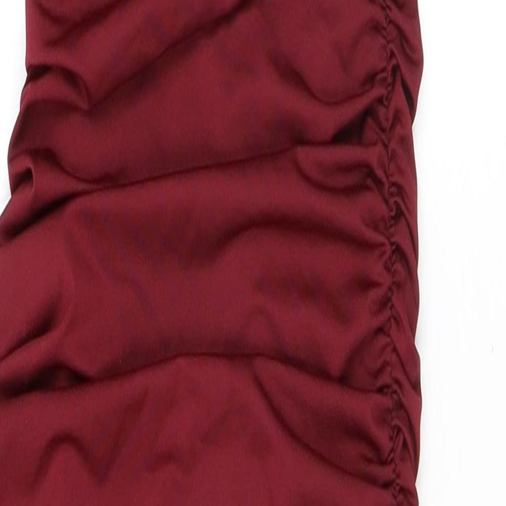 Oh Polly Womens Red Polyester Bodycon Size 6 Square Neck Zip