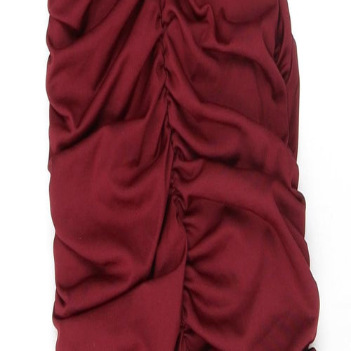 Oh Polly Womens Red Polyester Bodycon Size 6 Square Neck Zip