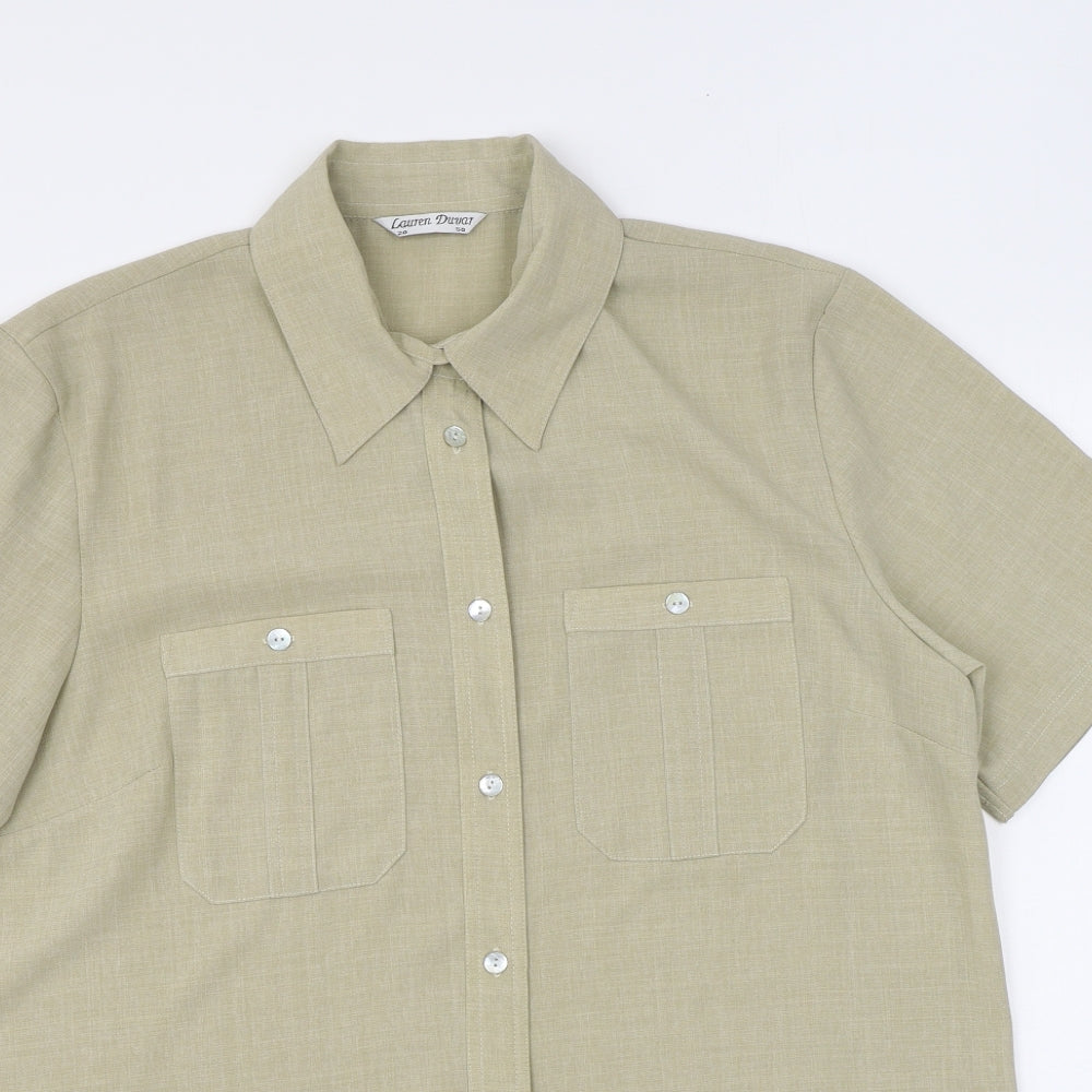 Lauren Duvar Womens Beige Polyester Basic Button-Up Size 20 Collared