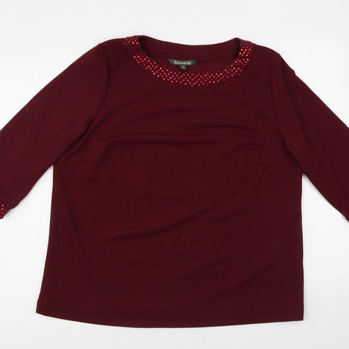 Bonmarché Womens Red Polyester Basic Blouse Size 18 Round Neck