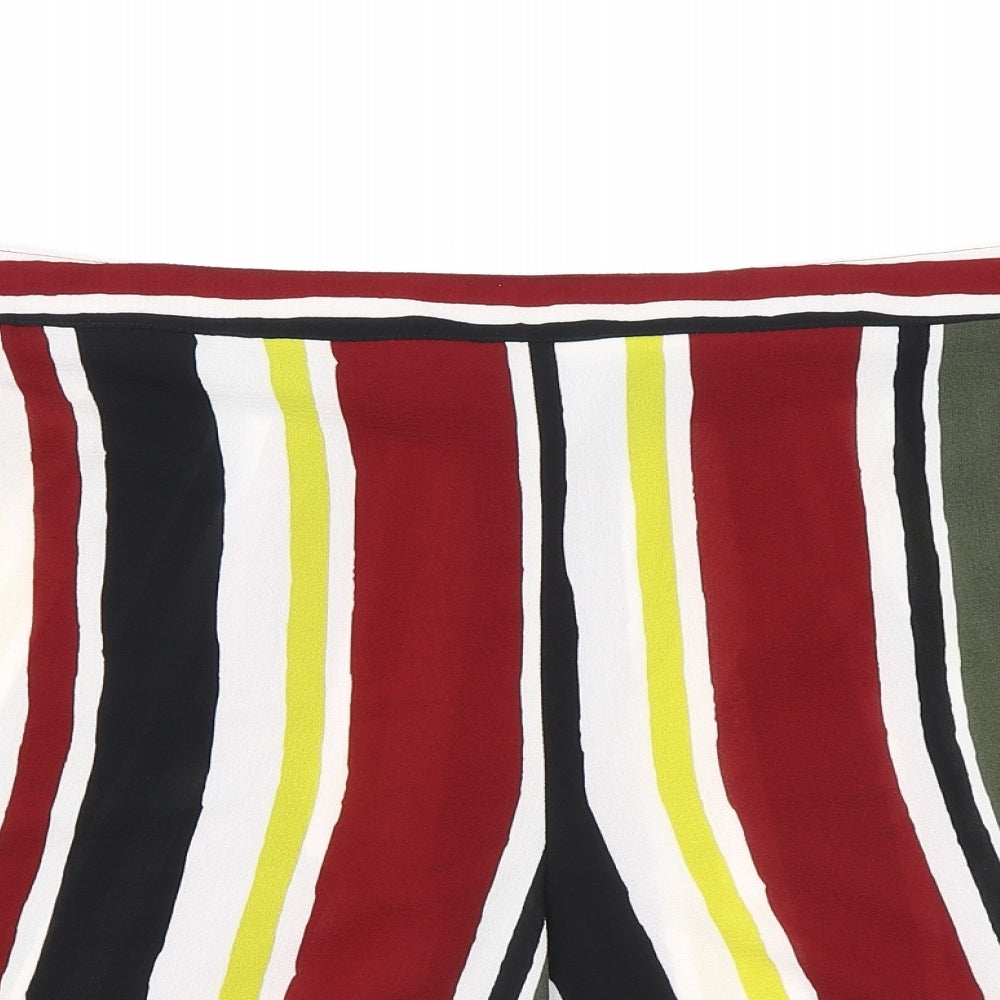 Bonmarché Womens Multicoloured Striped Polyester Basic Shorts Size 24 L7 in Regular Pull On