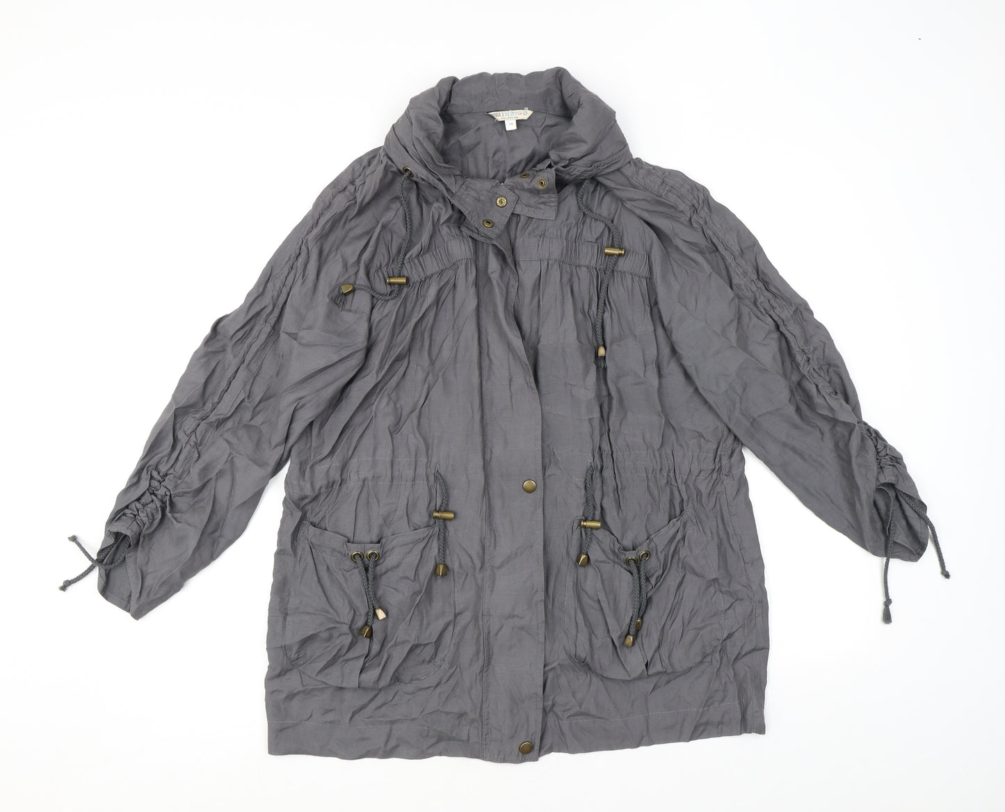 Indigo Womens Grey Jacket Coat Size 14 Zip