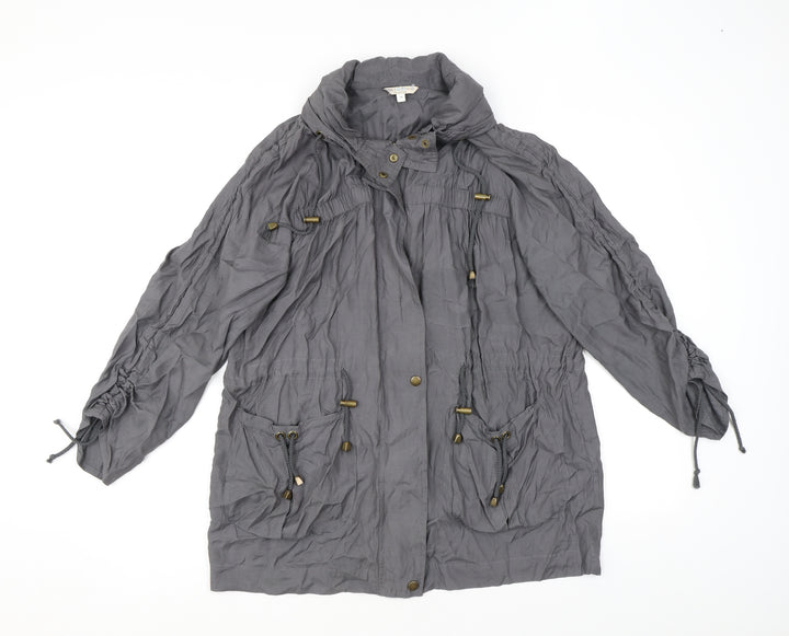 Indigo Womens Grey Jacket Coat Size 14 Zip