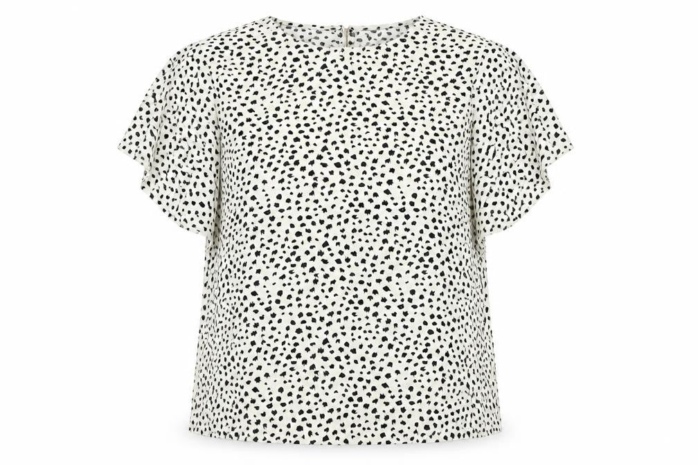 Front view of Gomorn women’s white geometric polyester basic t-shirt, size XL, round neck