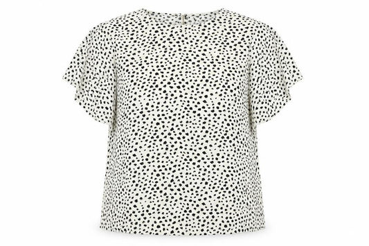 Front view of Gomorn women’s white geometric polyester basic t-shirt, size XL, round neck