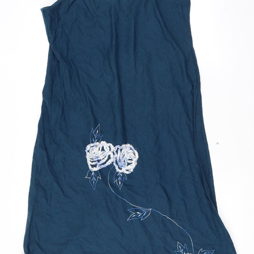 Adini Womens Blue Cotton A-Line Size L Halter Tie - Flower detail
