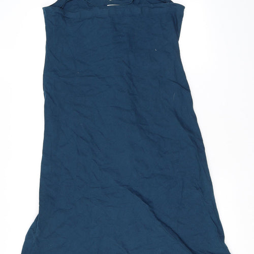 Adini Womens Blue Cotton A-Line Size L Halter Tie - Flower detail