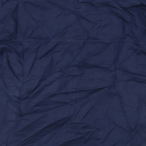 Marks and Spencer Womens Blue Linen Basic Blouse Size 14 Henley
