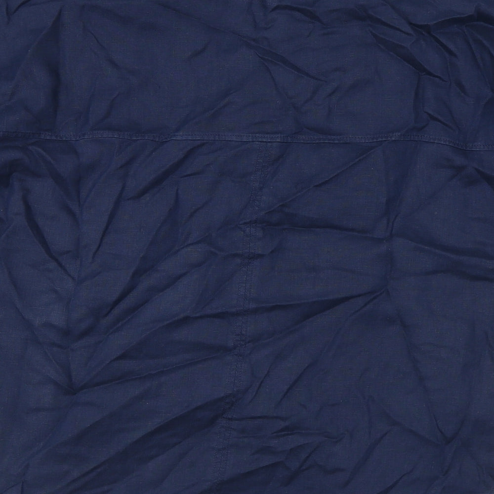 Marks and Spencer Womens Blue Linen Basic Blouse Size 14 Henley