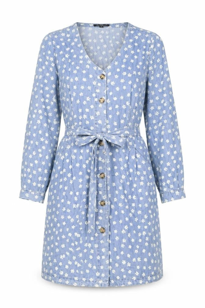 Velvet Heart Womens Blue Fair Isle Cotton Shirt Dress Size S V-Neck Button